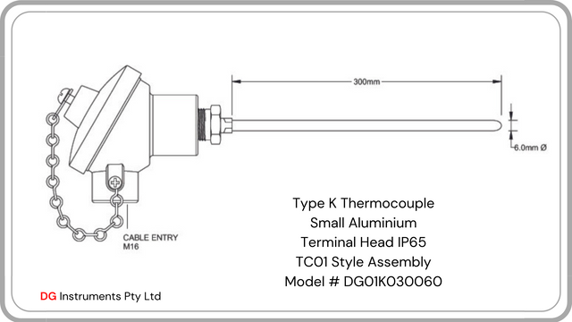 Type K Thermocouple Sensors with Terminal Head
